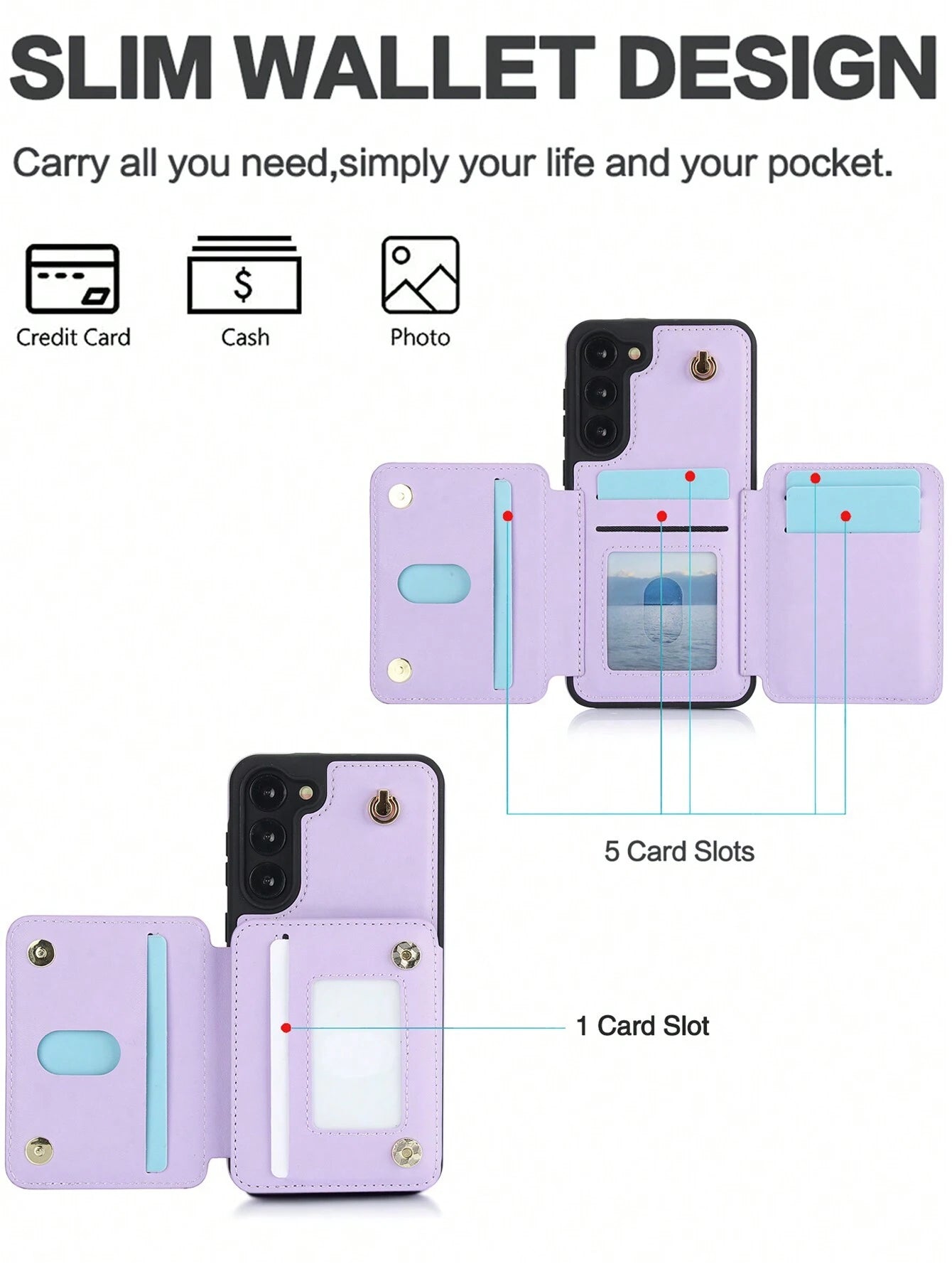 Luxury Cross Body Zipper Card Wallet Samsung Case