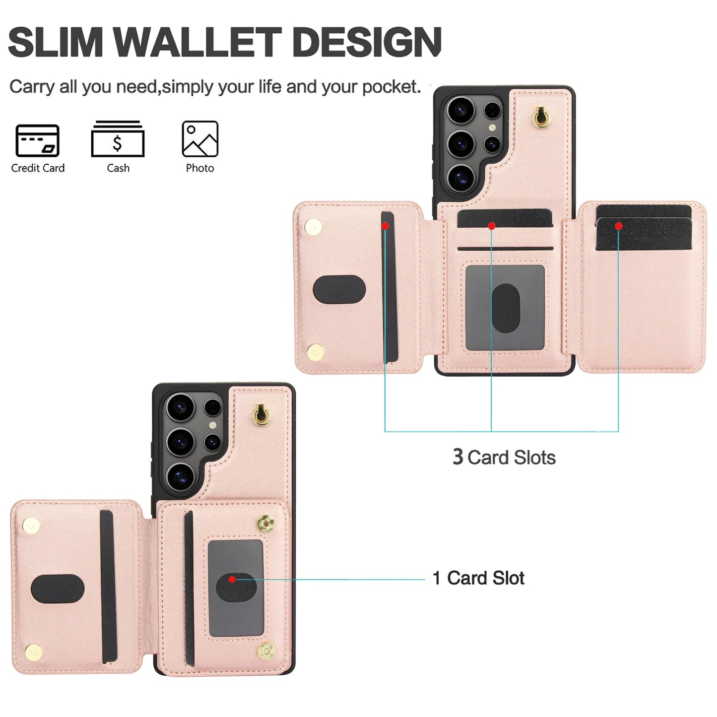 Luxury Cross Body Zipper Card Wallet Samsung Case