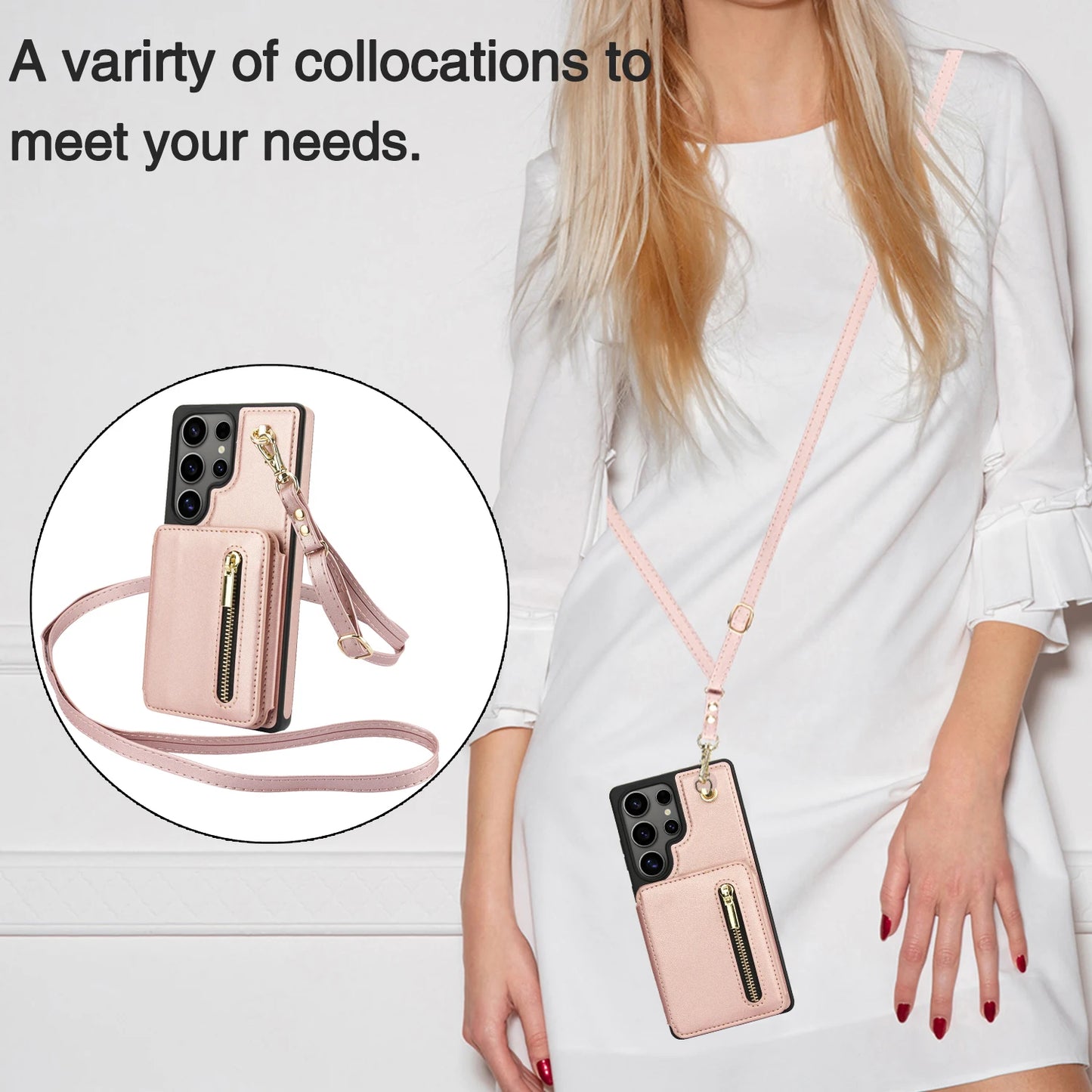 Luxury Cross Body Zipper Card Wallet Samsung Case