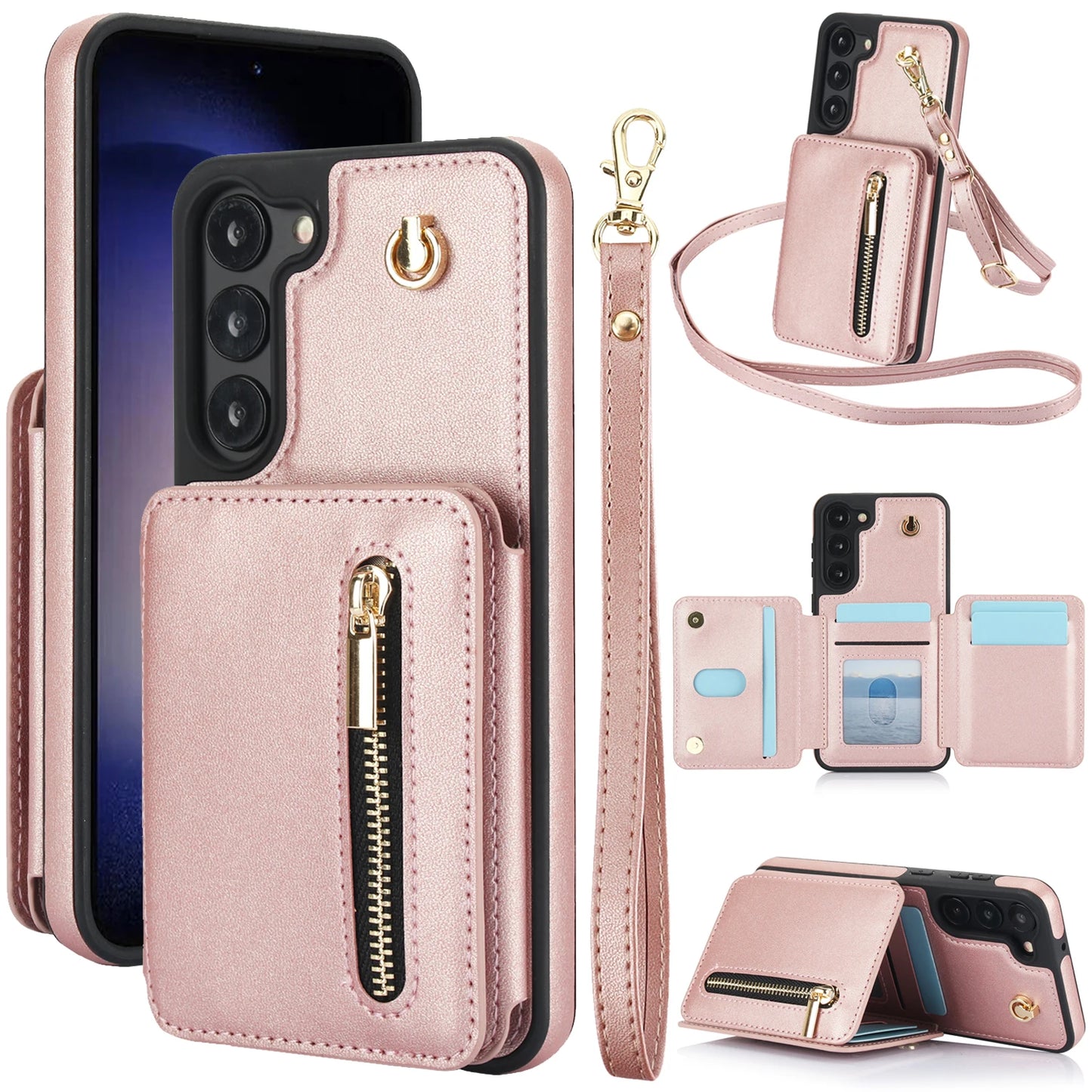 Luxury Cross Body Zipper Card Wallet Samsung Case
