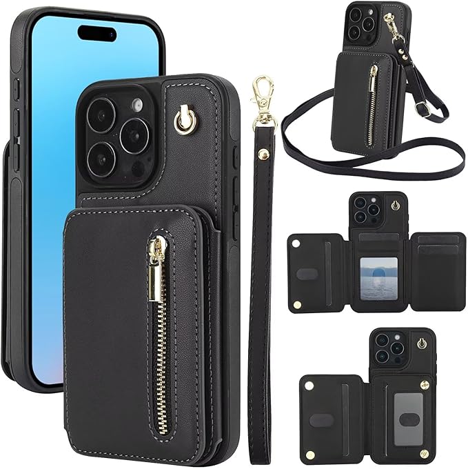 Luxury Cross Body Zipper Card Wallet iPhone Case