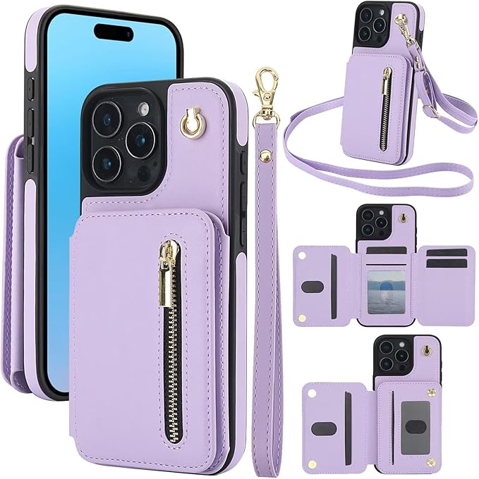 Luxury Cross Body Zipper Card Wallet iPhone Case