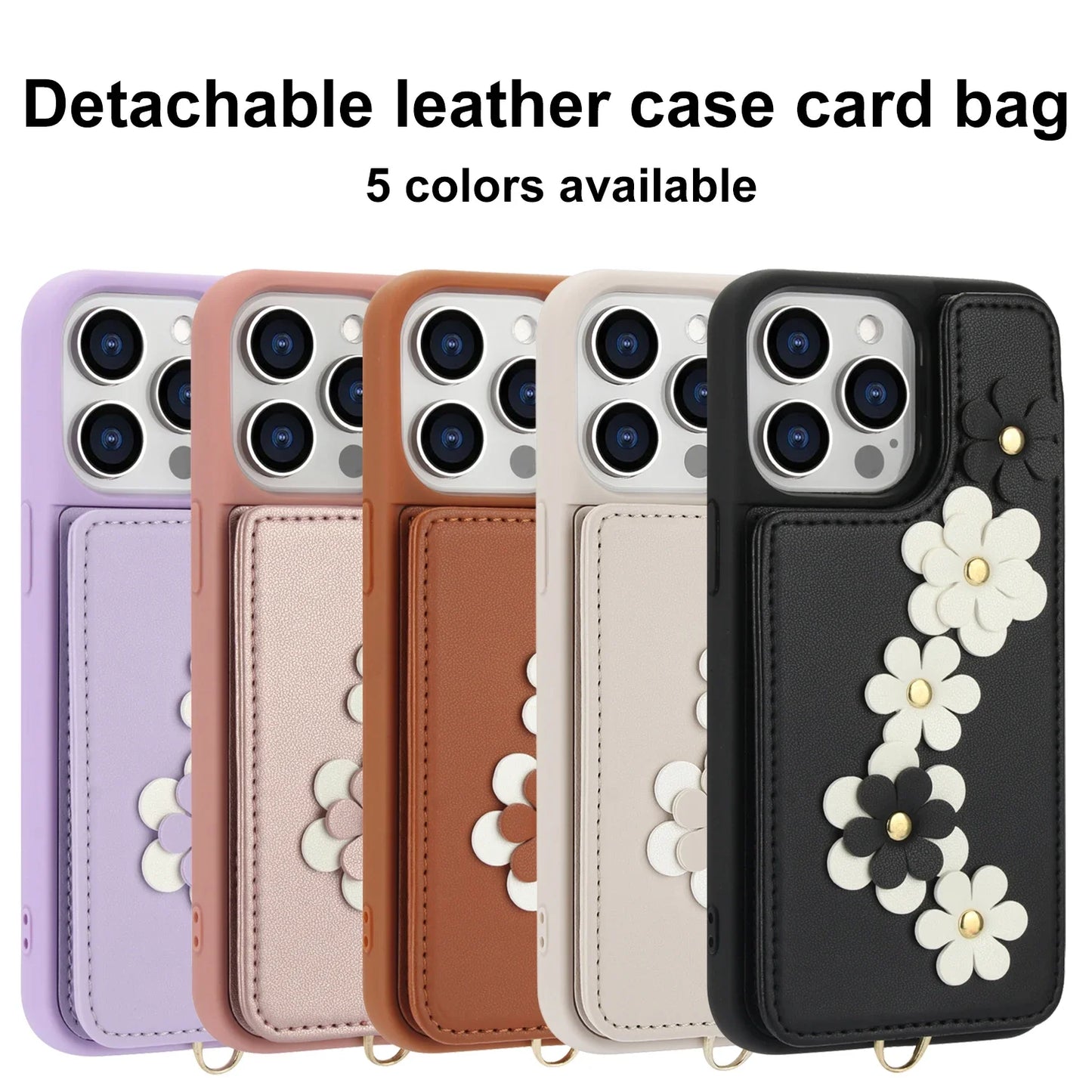3D Flowers Crossbody iPhone Wallet Case
