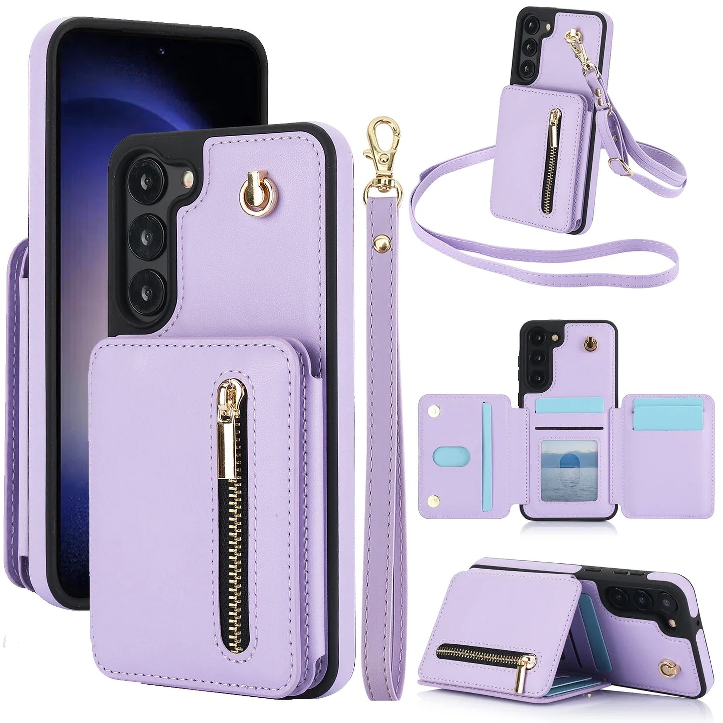 Luxury Cross Body Zipper Card Wallet Samsung Case