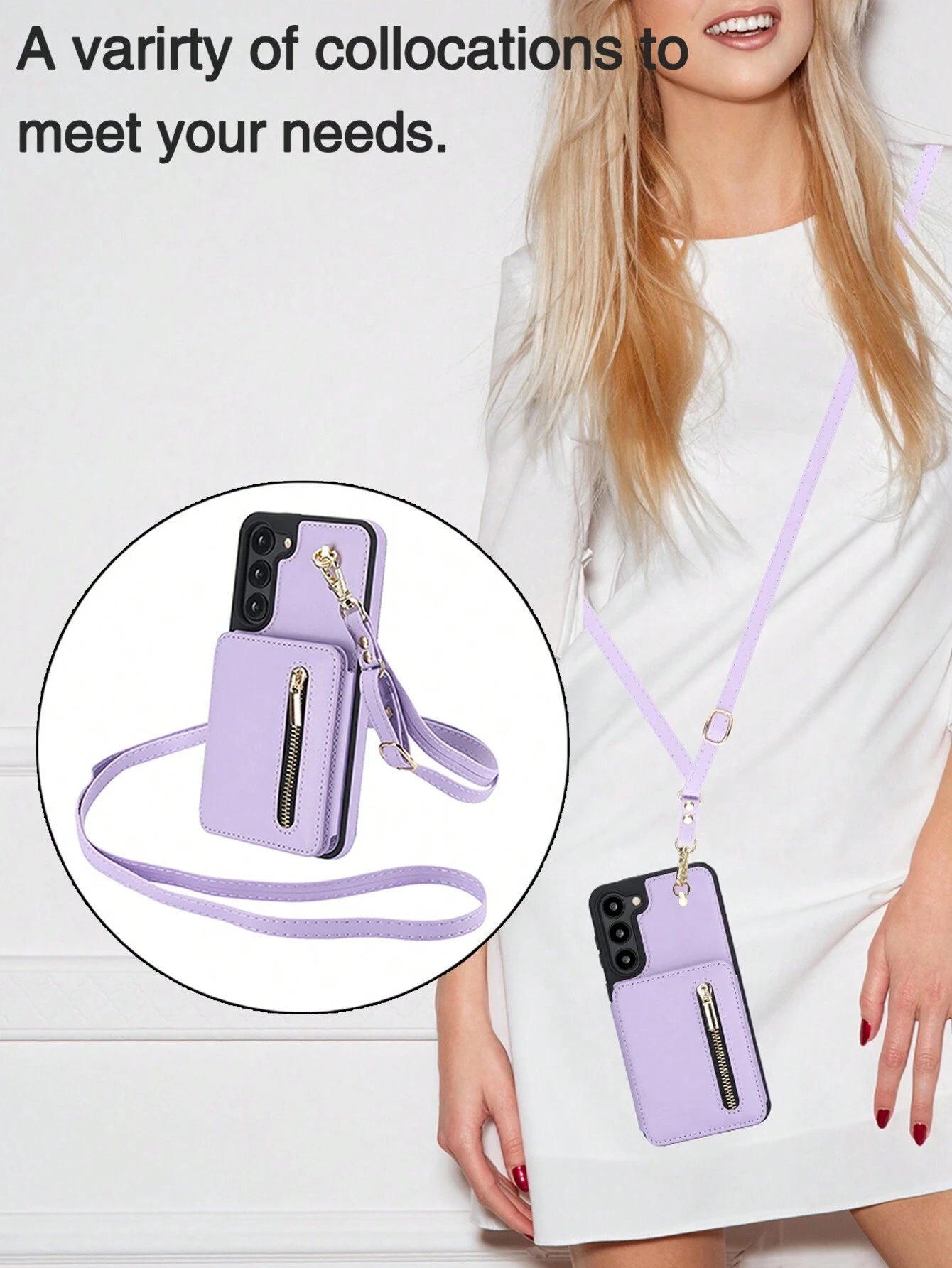 Luxury Cross Body Zipper Card Wallet Samsung Case