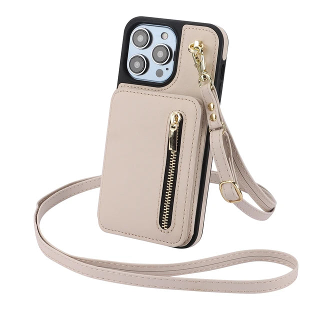 Luxury Cross Body Zipper Card Wallet iPhone Case